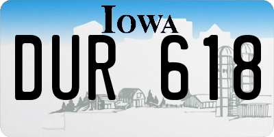 IA license plate DUR618