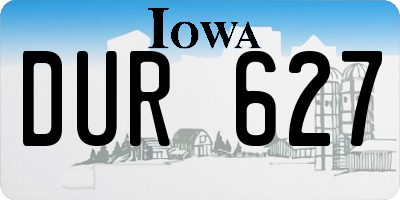 IA license plate DUR627