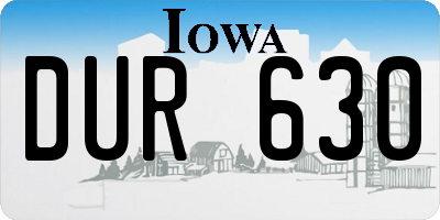 IA license plate DUR630