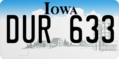 IA license plate DUR633