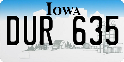 IA license plate DUR635