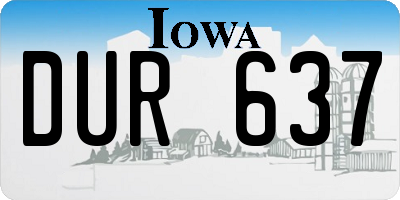 IA license plate DUR637