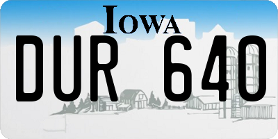 IA license plate DUR640