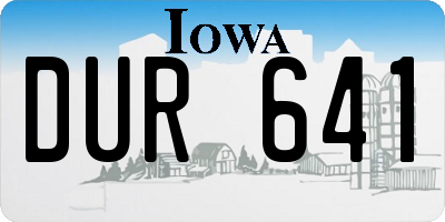 IA license plate DUR641
