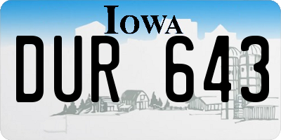 IA license plate DUR643