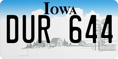 IA license plate DUR644