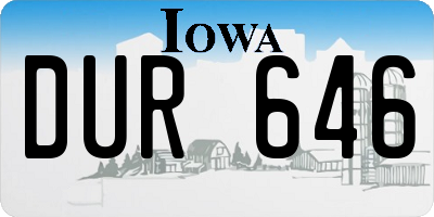 IA license plate DUR646