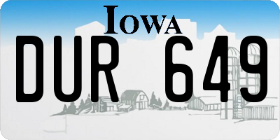 IA license plate DUR649