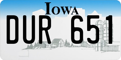 IA license plate DUR651