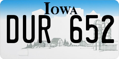 IA license plate DUR652
