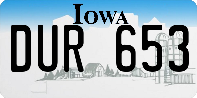 IA license plate DUR653