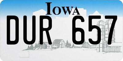 IA license plate DUR657
