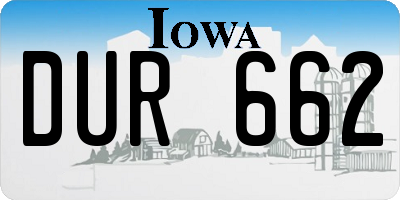 IA license plate DUR662