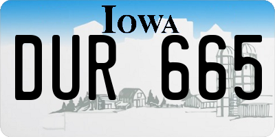 IA license plate DUR665