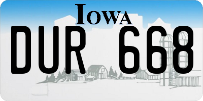 IA license plate DUR668