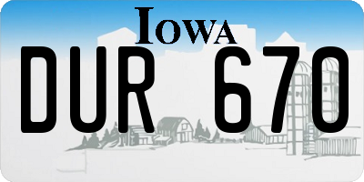 IA license plate DUR670