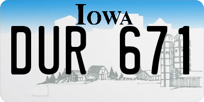 IA license plate DUR671