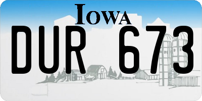 IA license plate DUR673