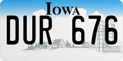 IA license plate DUR676