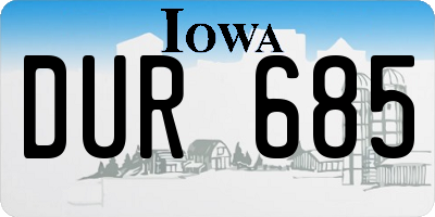 IA license plate DUR685