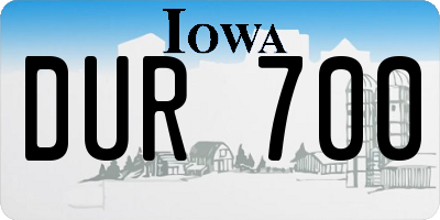 IA license plate DUR700
