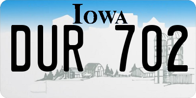 IA license plate DUR702