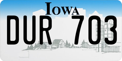 IA license plate DUR703