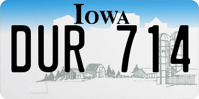 IA license plate DUR714