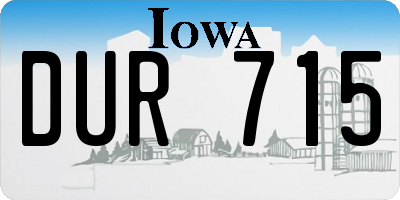 IA license plate DUR715