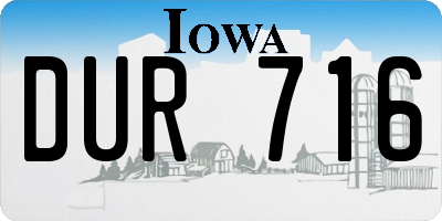 IA license plate DUR716