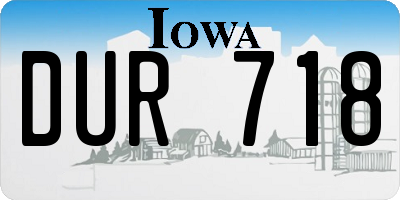 IA license plate DUR718