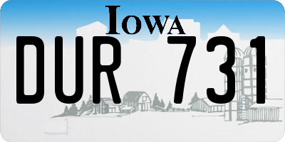 IA license plate DUR731