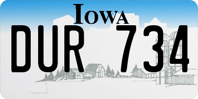 IA license plate DUR734