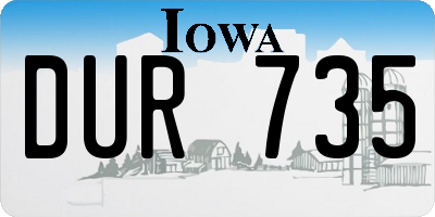 IA license plate DUR735
