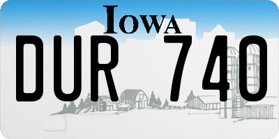 IA license plate DUR740