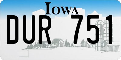 IA license plate DUR751