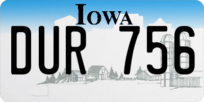 IA license plate DUR756