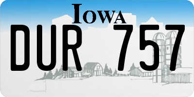 IA license plate DUR757