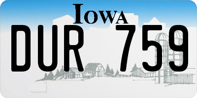 IA license plate DUR759