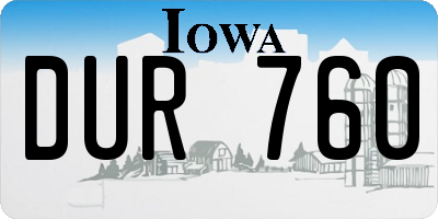 IA license plate DUR760