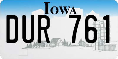 IA license plate DUR761