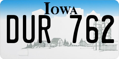 IA license plate DUR762