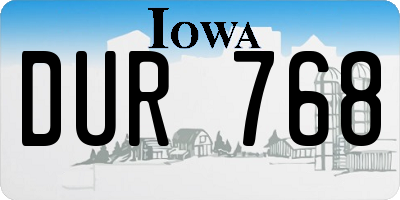 IA license plate DUR768