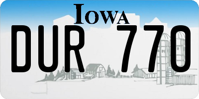 IA license plate DUR770