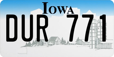 IA license plate DUR771