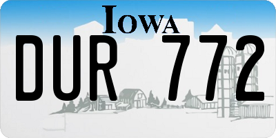 IA license plate DUR772
