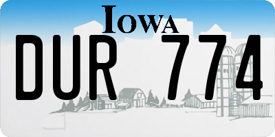 IA license plate DUR774