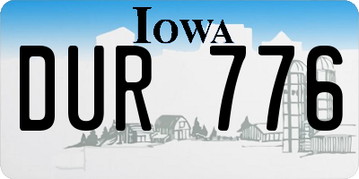 IA license plate DUR776