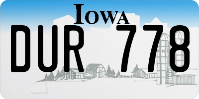 IA license plate DUR778