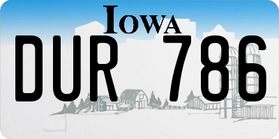 IA license plate DUR786